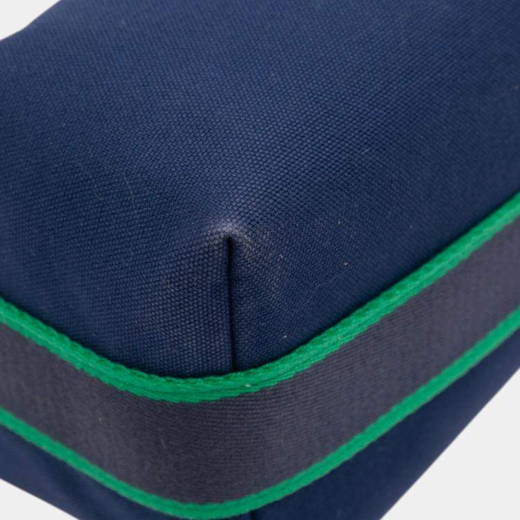 Pre Owned Hermes Blue/Green Small Toile Bride-A-Brac Case