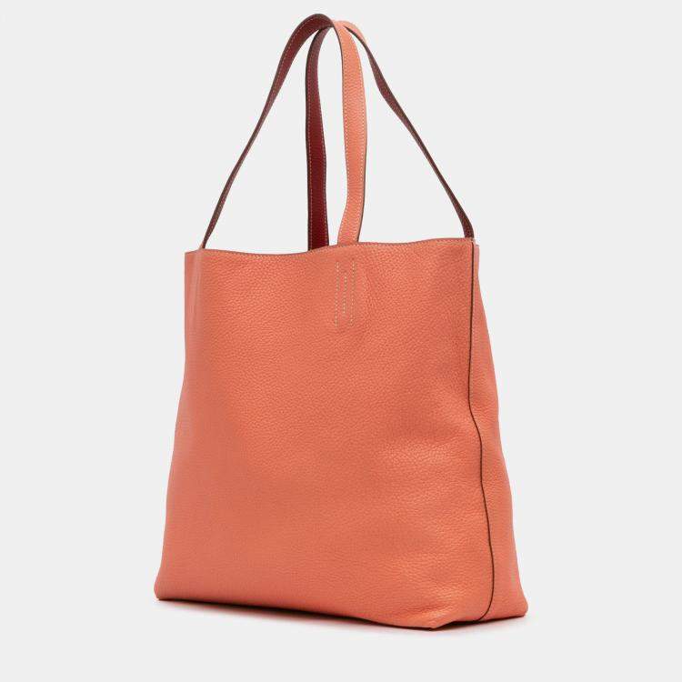 مملوكة مسبقًا Hermes Pink Red Hermes Salmon/Red Clemence Double Sens 36
