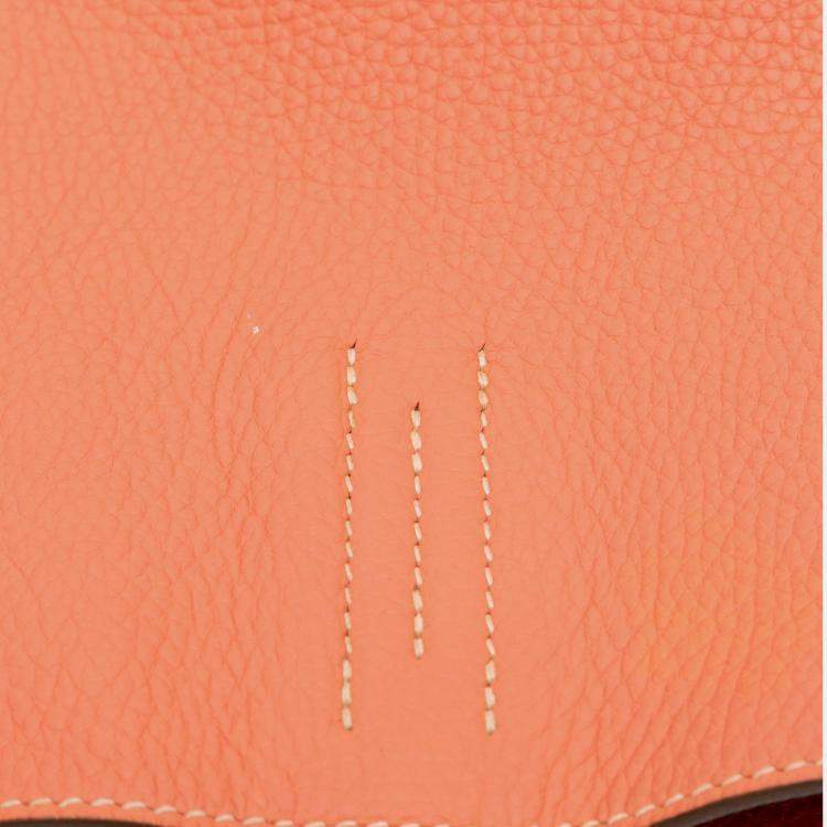 مملوكة مسبقًا Hermes Pink Red Hermes Salmon/Red Clemence Double Sens 36