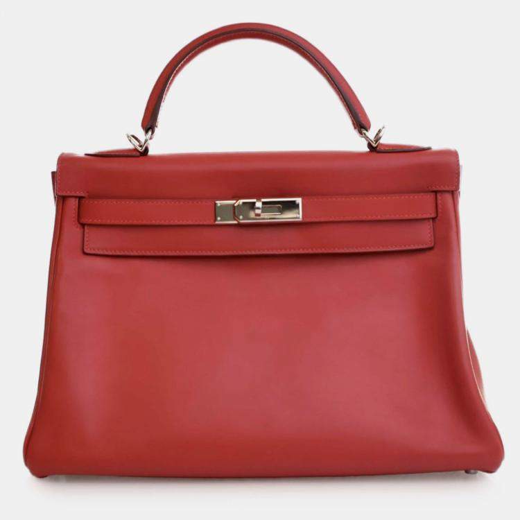 Pre Owned Hermes Rouge Vif Swift Kelly II Retourne 32