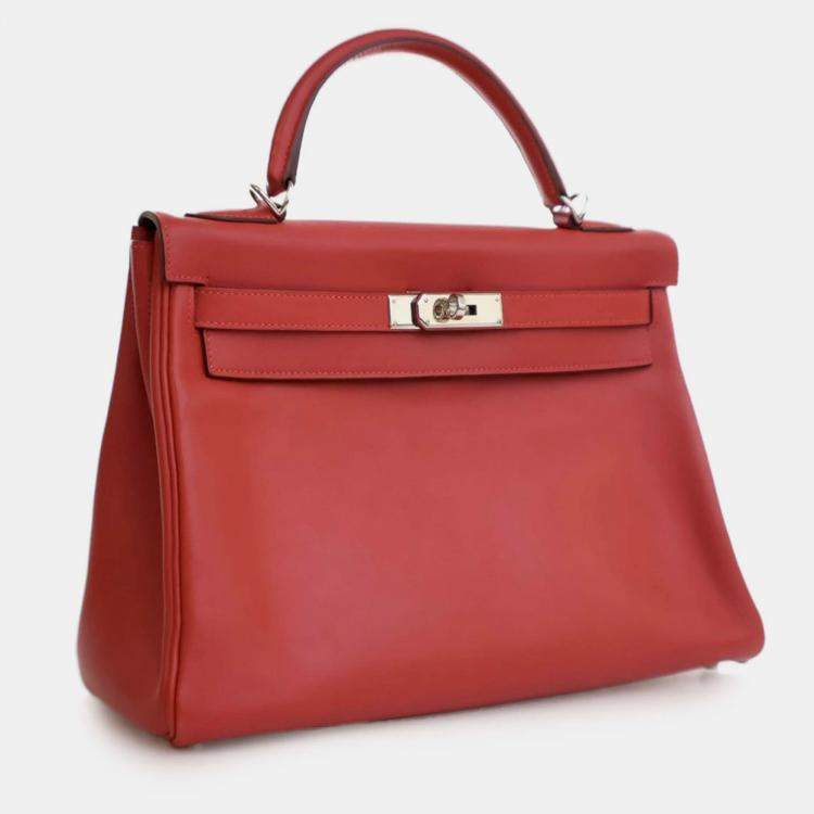 Pre Owned Hermes Rouge Vif Swift Kelly II Retourne 32