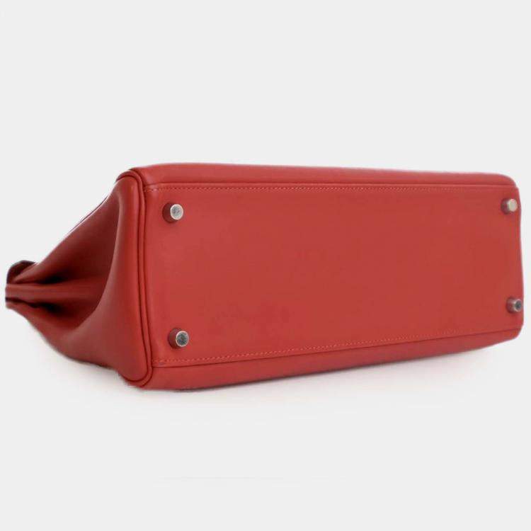 Pre Owned Hermes Rouge Vif Swift Kelly II Retourne 32