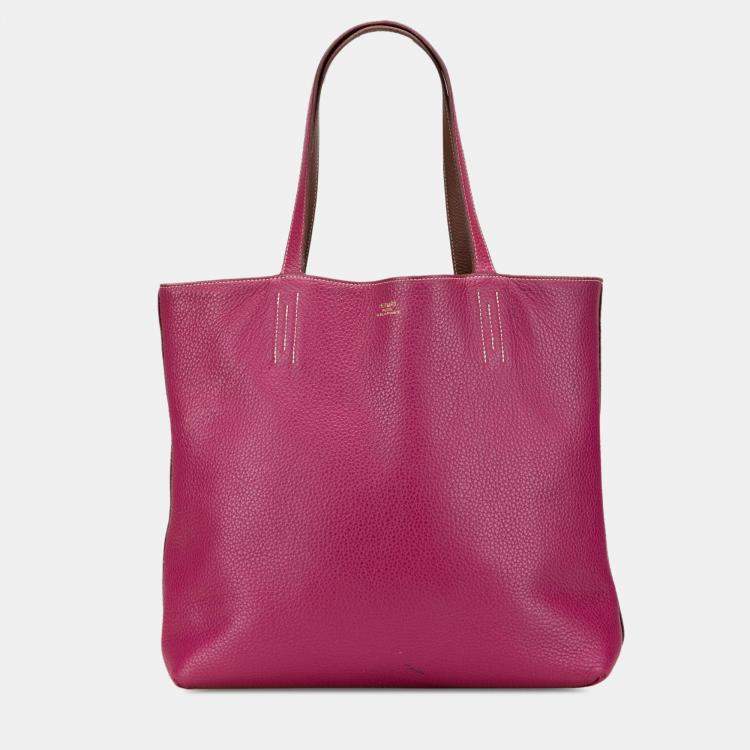 Pre Owned Hermes Brown/Dark Pink Reversible Clemence Double Sens 36