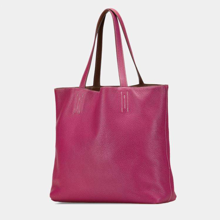 Pre Owned Hermes Brown/Dark Pink Reversible Clemence Double Sens 36