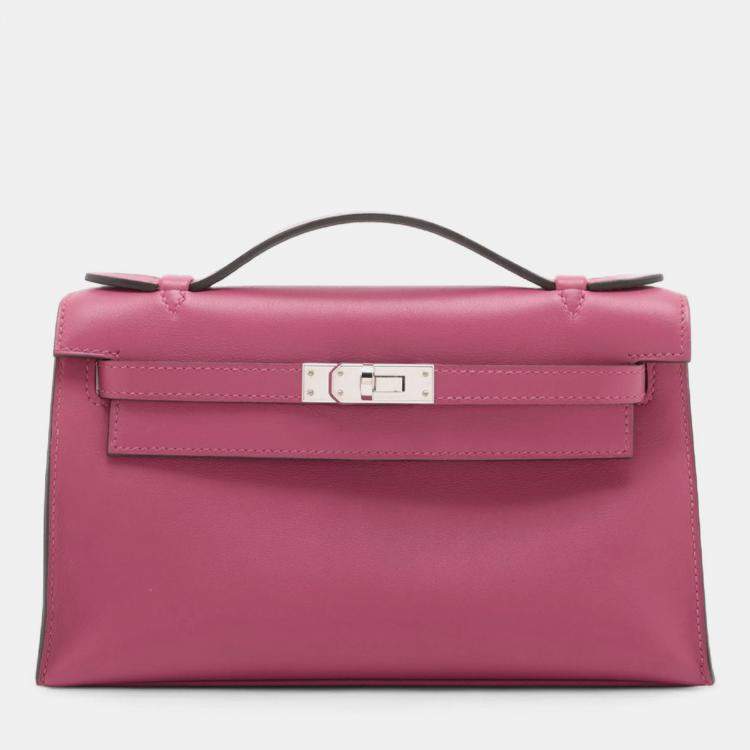 مملوكة مسبقًا Hermes Rose Pourpre Swift Kelly Pochette 22