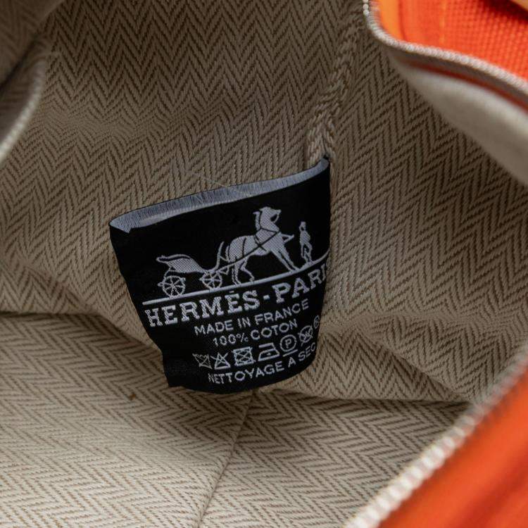 Pre Owned Hermes Orange Red Large Toile Bride A Brac Case