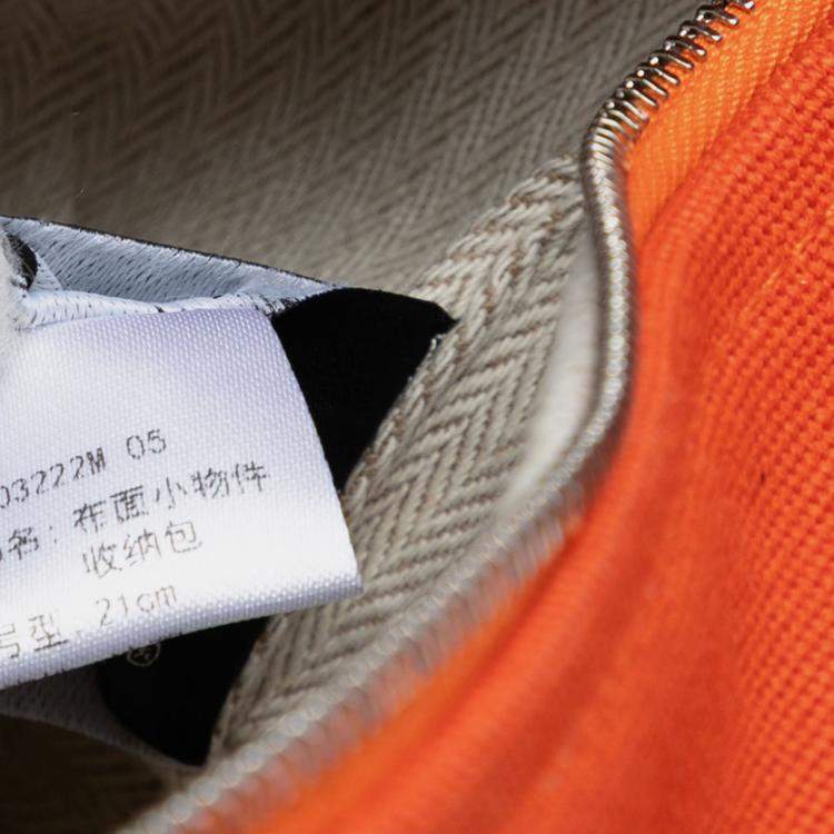 Pre Owned Hermes Orange Red Large Toile Bride A Brac Case