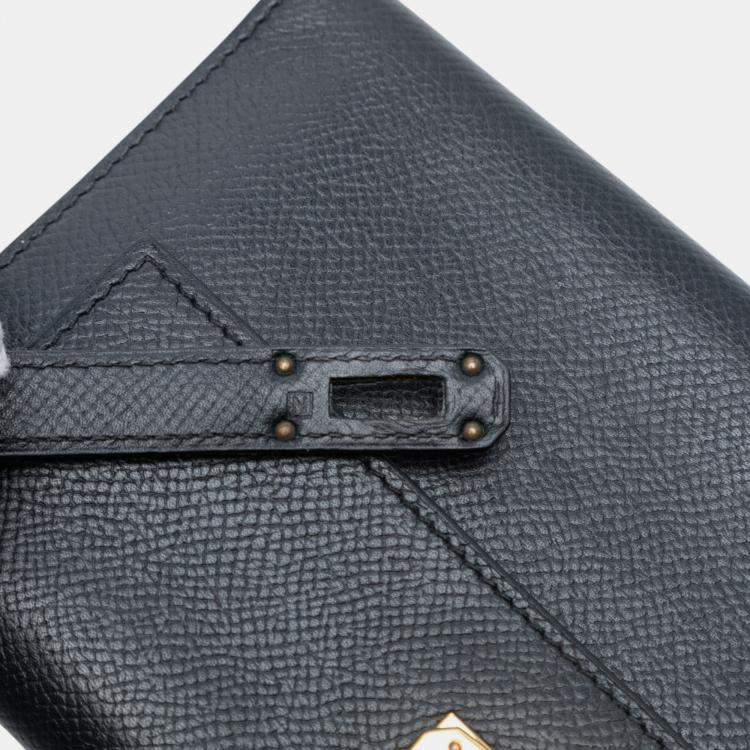 Pre Owned Hermes Noir Epsom Kelly Trifold Long Wallet