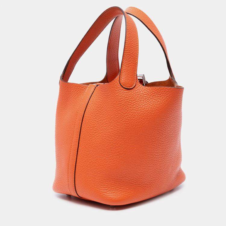 Pre Owned Hermes Orange Clemence Picotin Lock 18