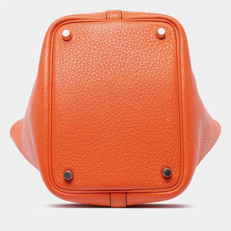 Pre Owned Hermes Orange Clemence Picotin Lock 18