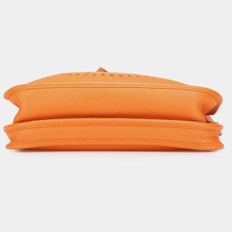 Pre Owned Hermes Orange Clemence Evelyne III PM