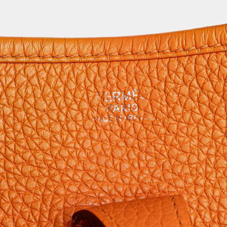 Pre Owned Hermes Orange Clemence Evelyne III PM