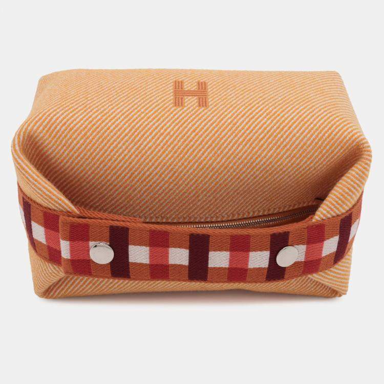 Pre Owned Hermes Orange Small Wool Bride a Brac Au Carre Case