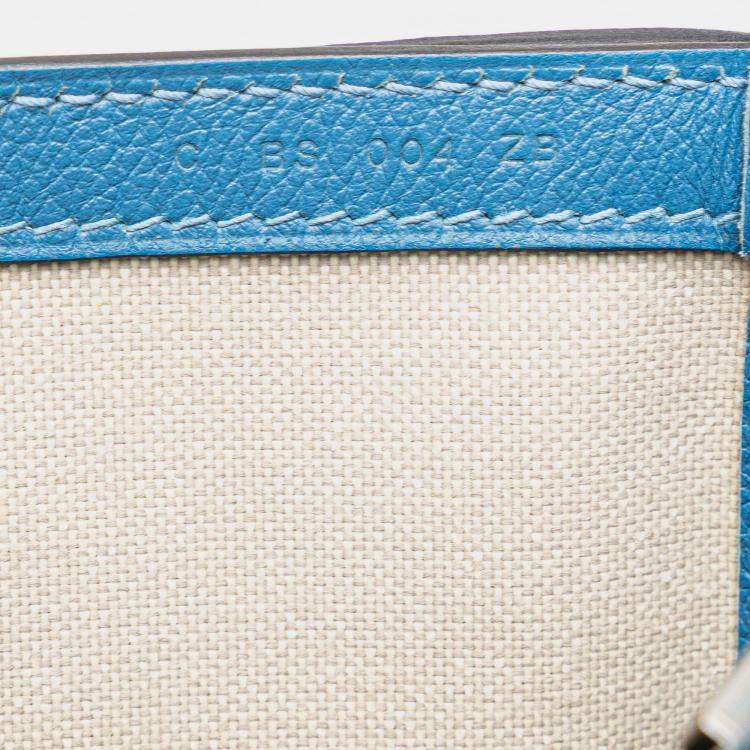 Pre Owned Hermes Blue Izmir Togo Steve Light Junior Messenger