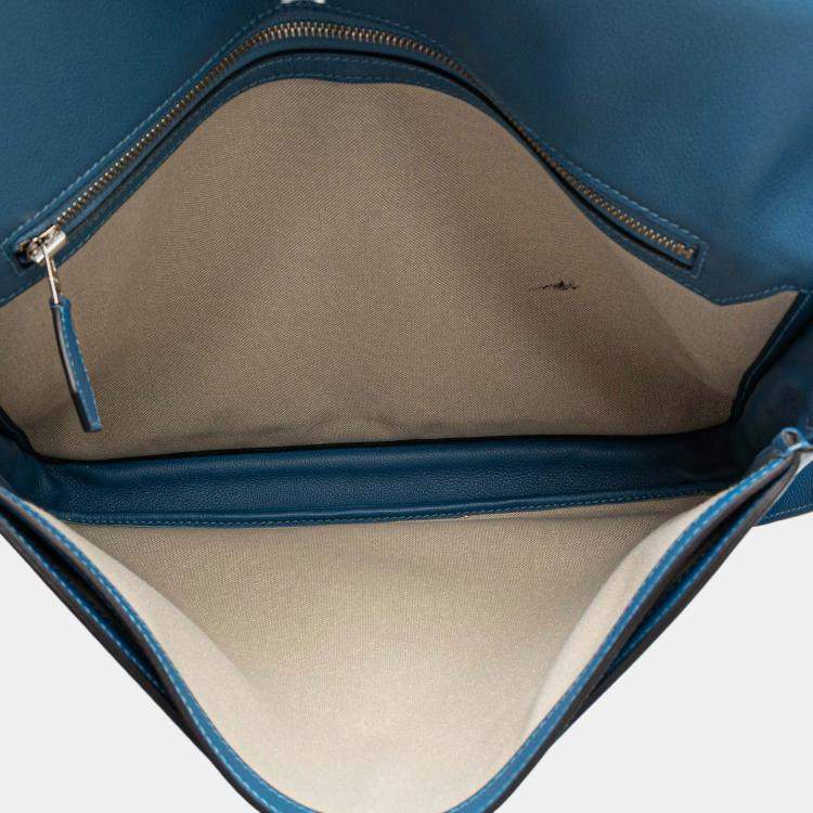 Pre Owned Hermes Blue Izmir Togo Steve Light Junior Messenger