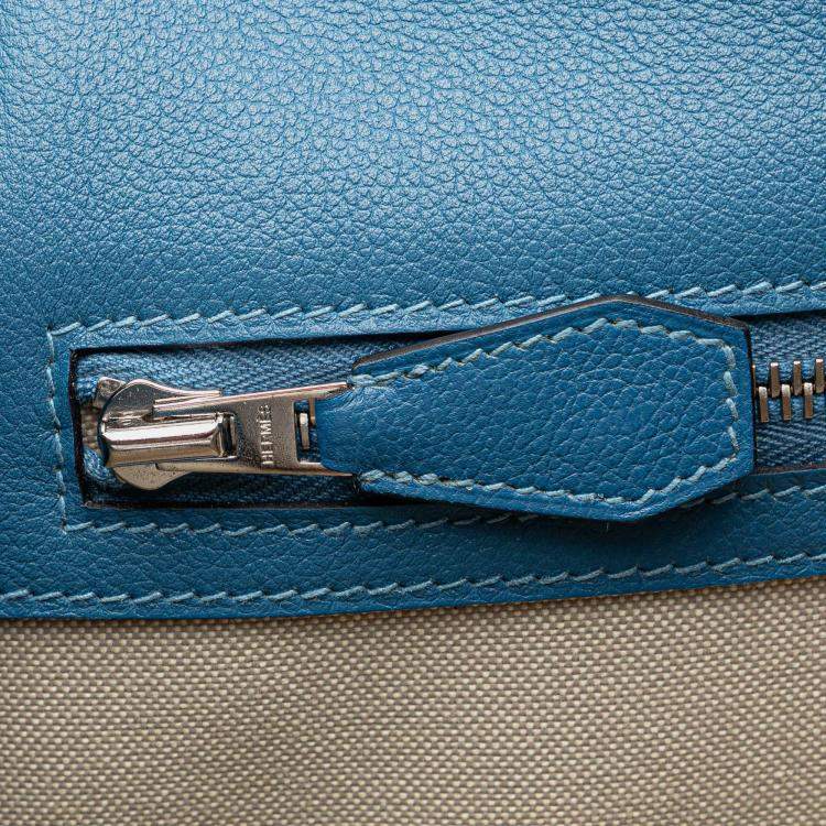 Pre Owned Hermes Blue Izmir Togo Steve Light Junior Messenger