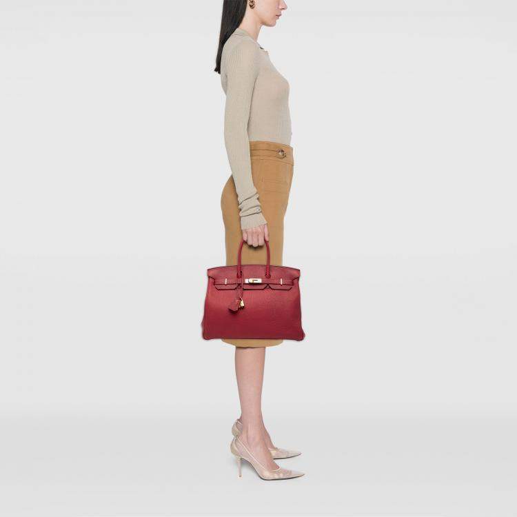 Pre Owned Hermes Rouge Casaque Togo Birkin Retourne 35