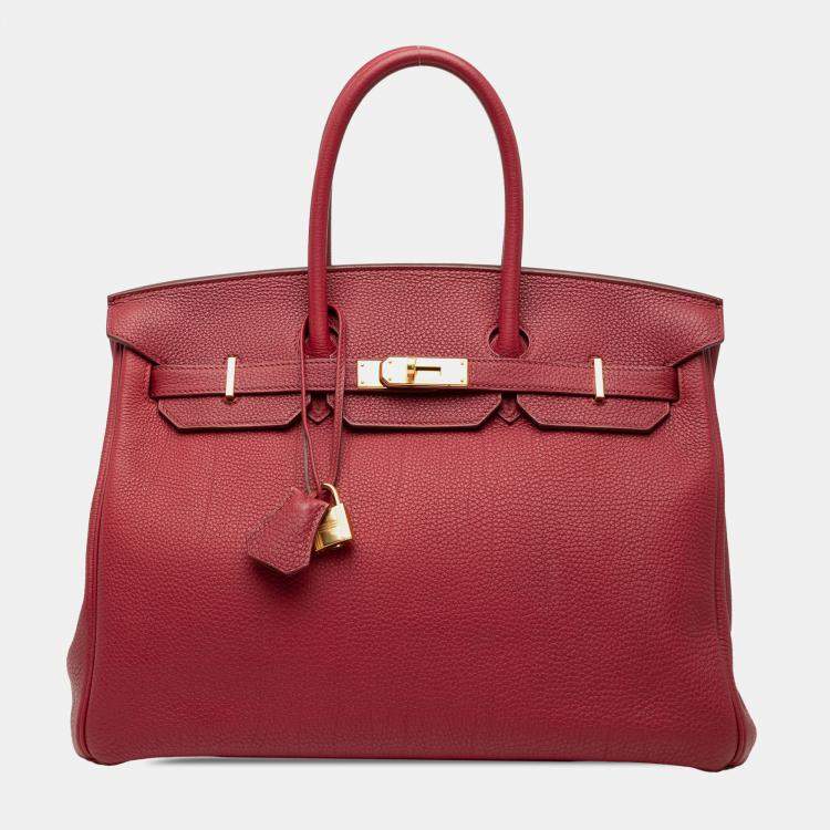 Pre Owned Hermes Rouge Casaque Togo Birkin Retourne 35