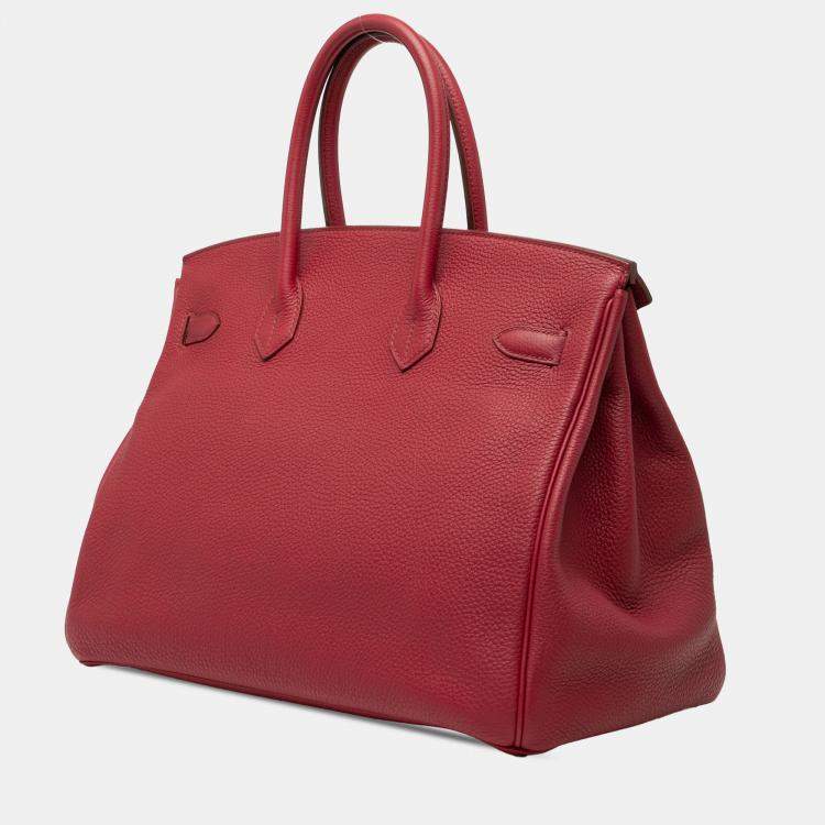 Pre Owned Hermes Rouge Casaque Togo Birkin Retourne 35
