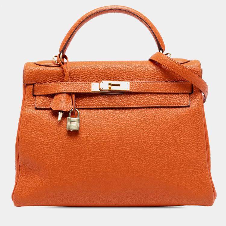 Pre Owned Hermes Orange Clemence Kelly II Retourne 32