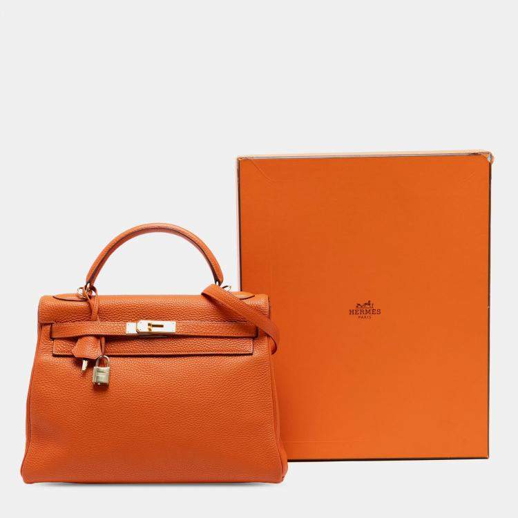 Pre Owned Hermes Orange Clemence Kelly II Retourne 32
