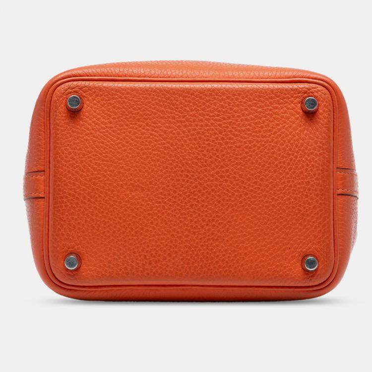 Pre Owned Hermes Orange Clemence Picotin Lock 18