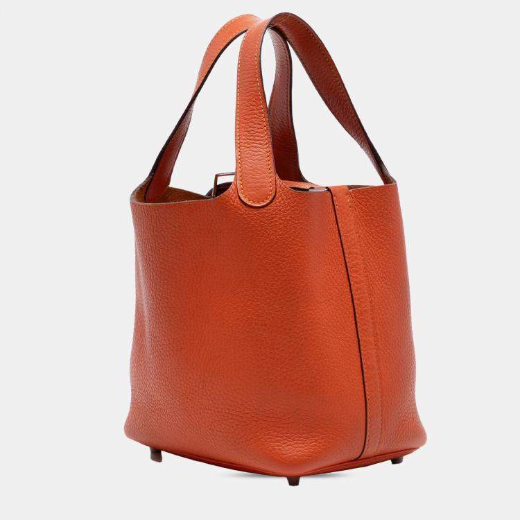 Pre Owned Hermes Orange Clemence Picotin Lock 18
