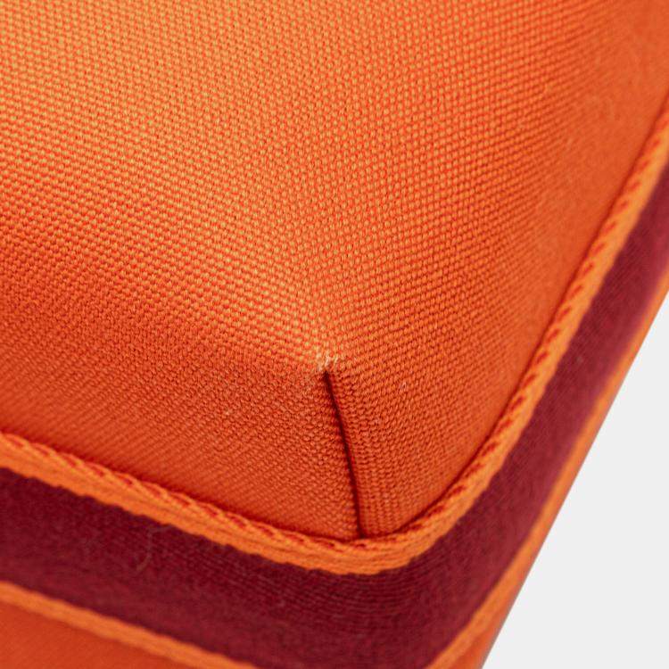 Pre Owned Hermes Orange Red Small Toile Bride A Brac Case