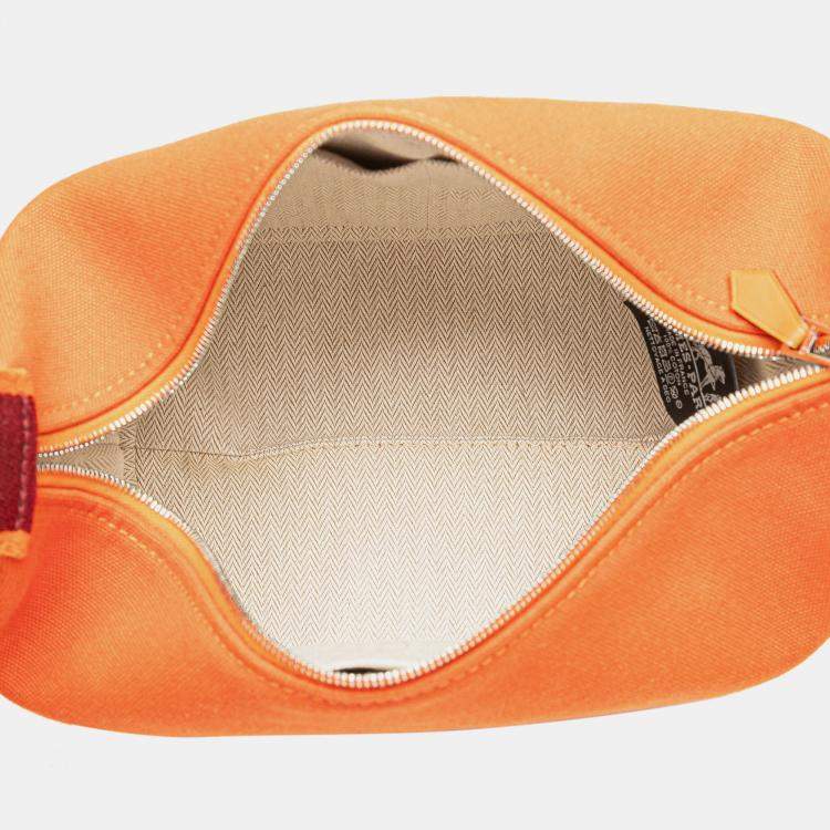 Pre Owned Hermes Orange Red Small Toile Bride A Brac Case