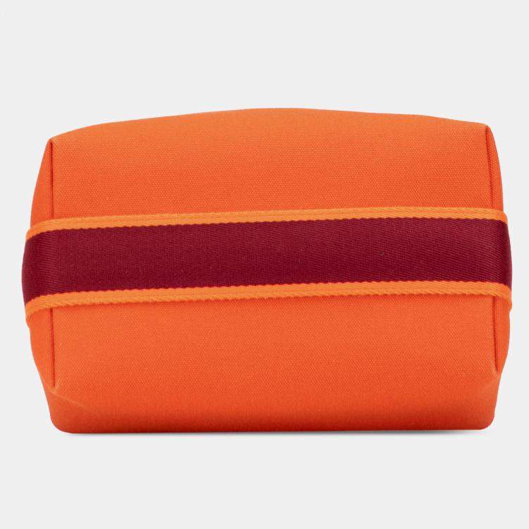 Pre Owned Hermes Orange Red Small Toile Bride A Brac Case