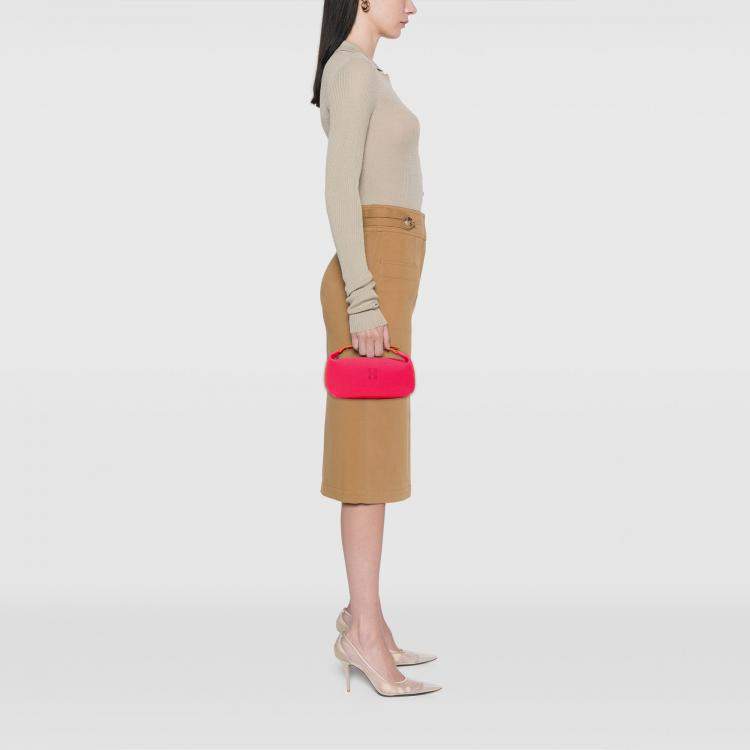 Pre Owned Hermes Pink Red Small Toile Bride A Brac Case