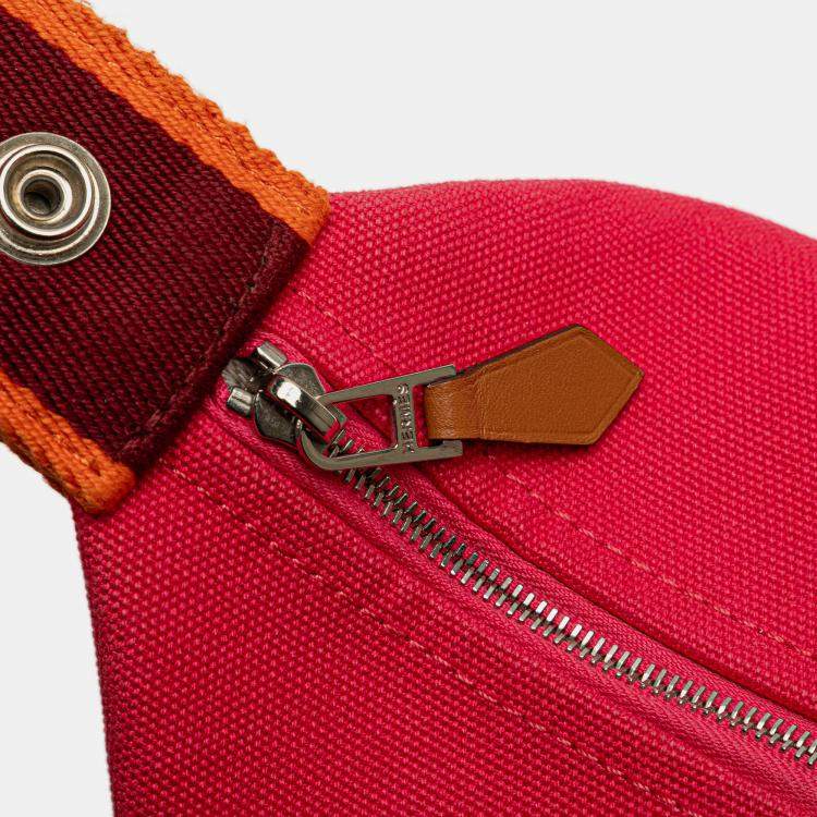 Pre Owned Hermes Pink Red Small Toile Bride A Brac Case