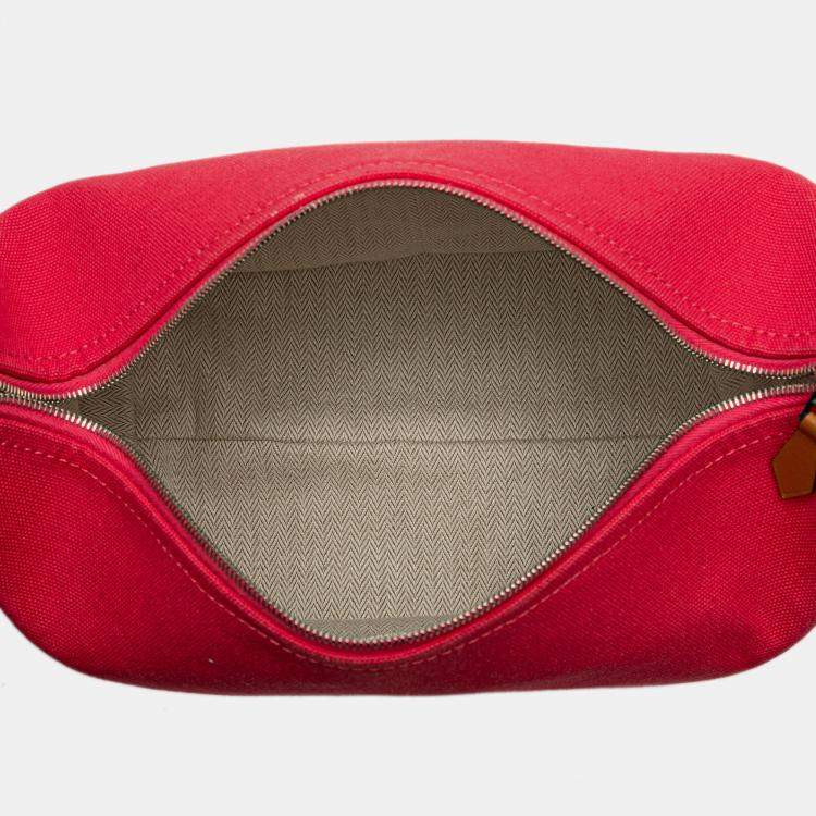 Pre Owned Hermes Pink Red Small Toile Bride A Brac Case