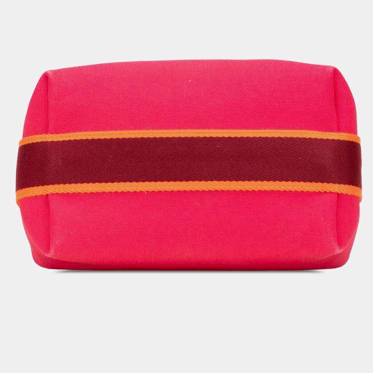 Pre Owned Hermes Pink Red Small Toile Bride A Brac Case