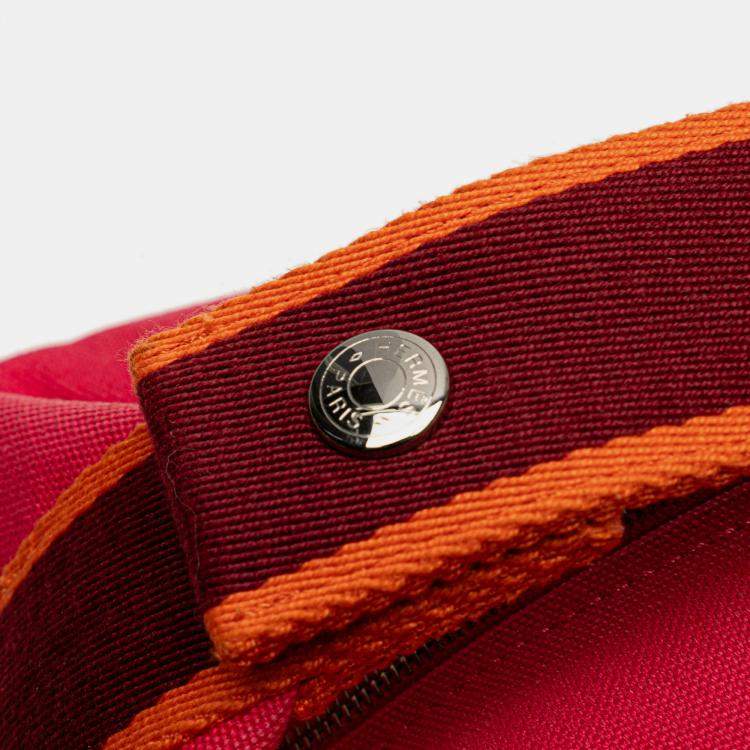 Pre Owned Hermes Pink Red Small Toile Bride A Brac Case