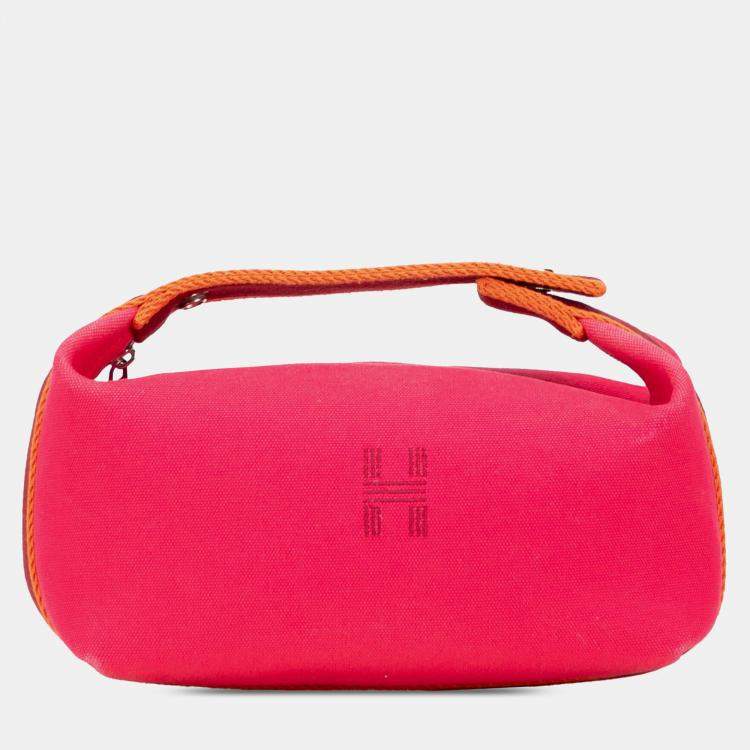 Pre Owned Hermes Pink Red Small Toile Bride A Brac Case