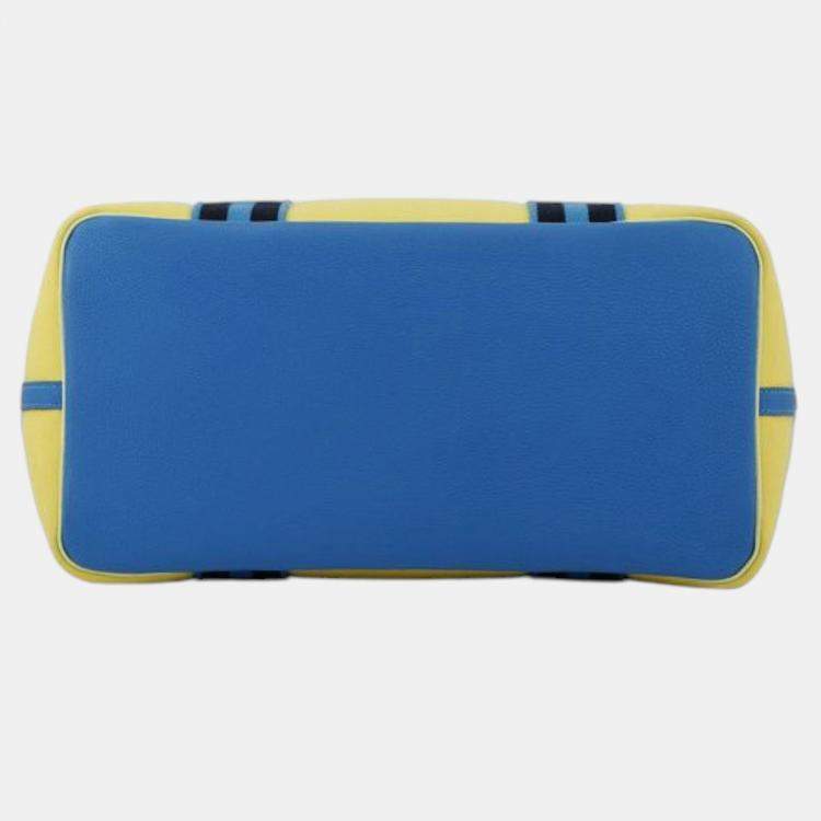 Pre Owned Hermes Lime, Vert Absinthe, Blue Hydra, and Blue Indigo Toile and Clemence Pursangle Tote