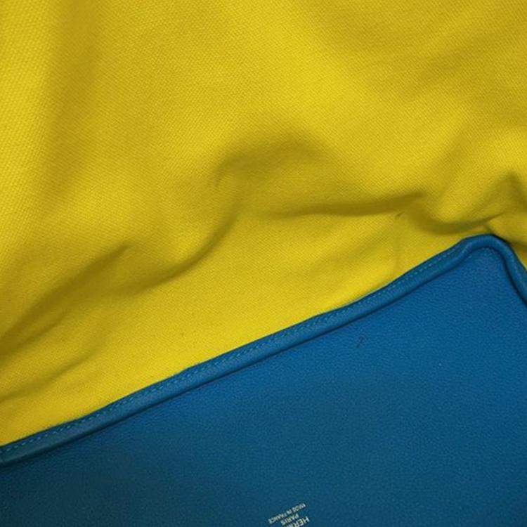 Pre Owned Hermes Lime, Vert Absinthe, Blue Hydra, and Blue Indigo Toile and Clemence Pursangle Tote