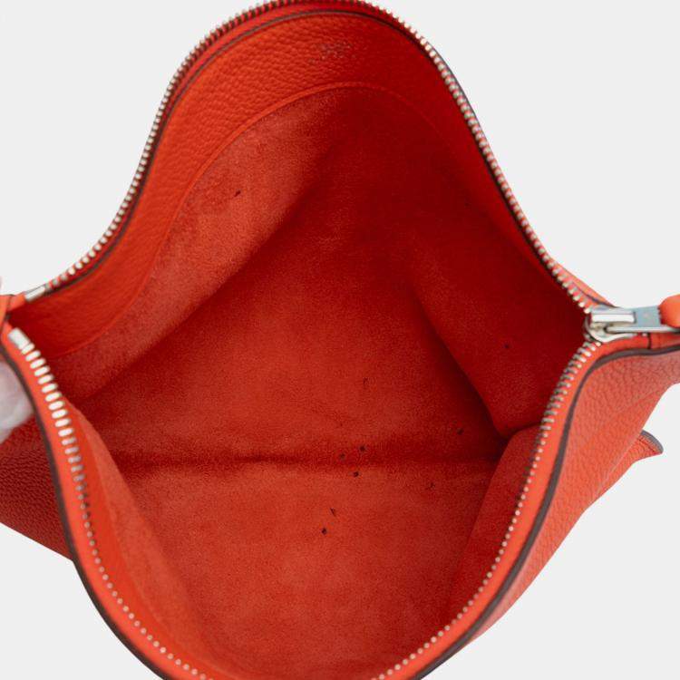 Pre Owned Hermes Orange Poppy Medium Togo Bazar Pouch