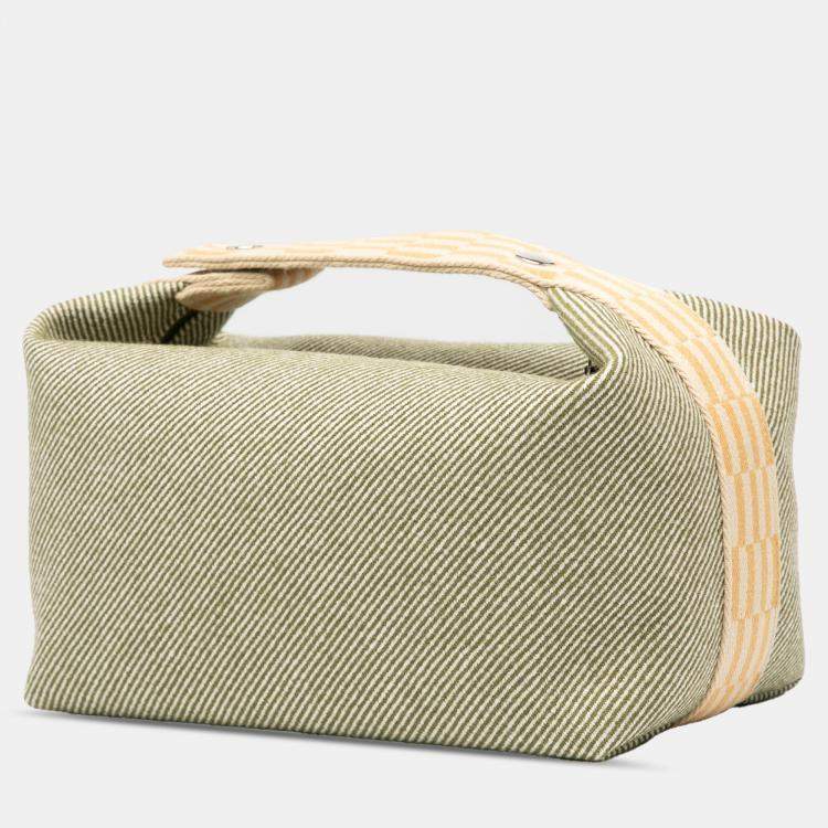 Pre Owned Hermes Green Large Wool Bride A Brac H Natte Case
