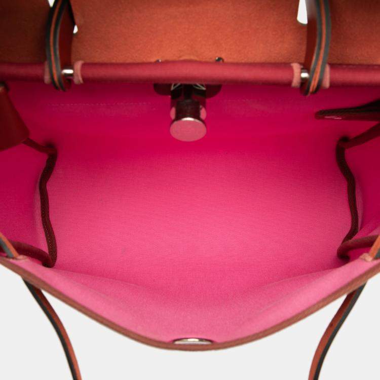 Pre Owned Hermes Pink Red Toile Herbag Zip Retourne Verso 31