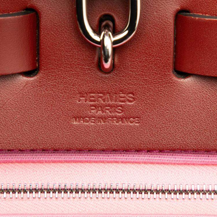 Pre Owned Hermes Pink Red Toile Herbag Zip Retourne Verso 31