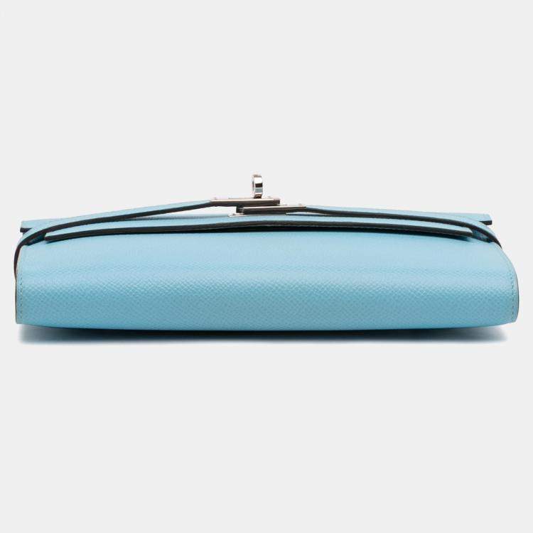 Pre Owned Hermes Bleu Atoll Epsom Kelly Longue Wallet