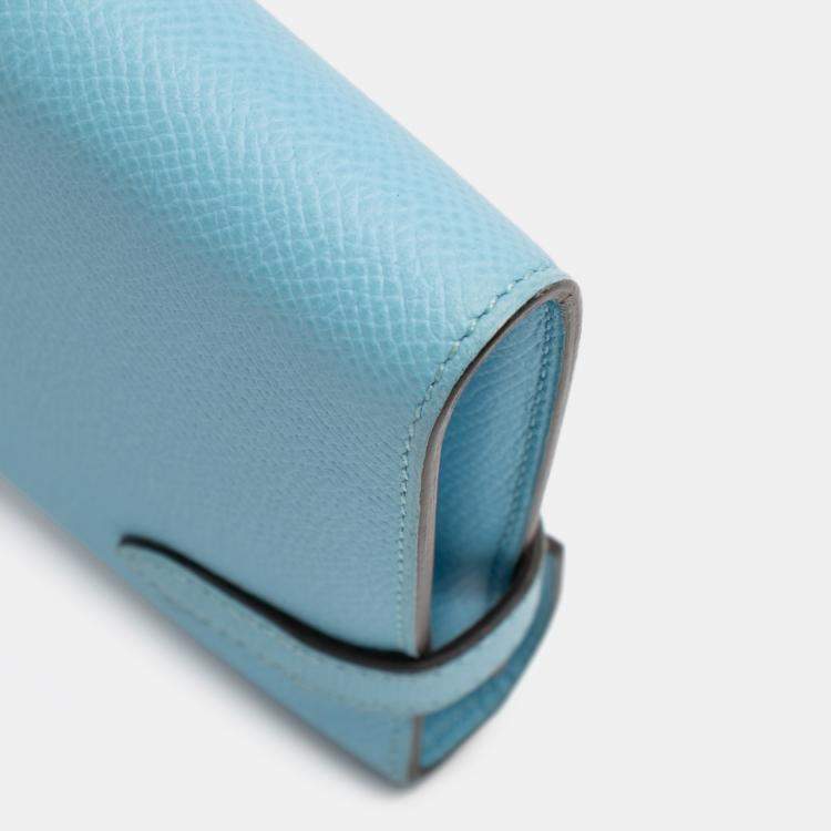 Pre Owned Hermes Bleu Atoll Epsom Kelly Longue Wallet