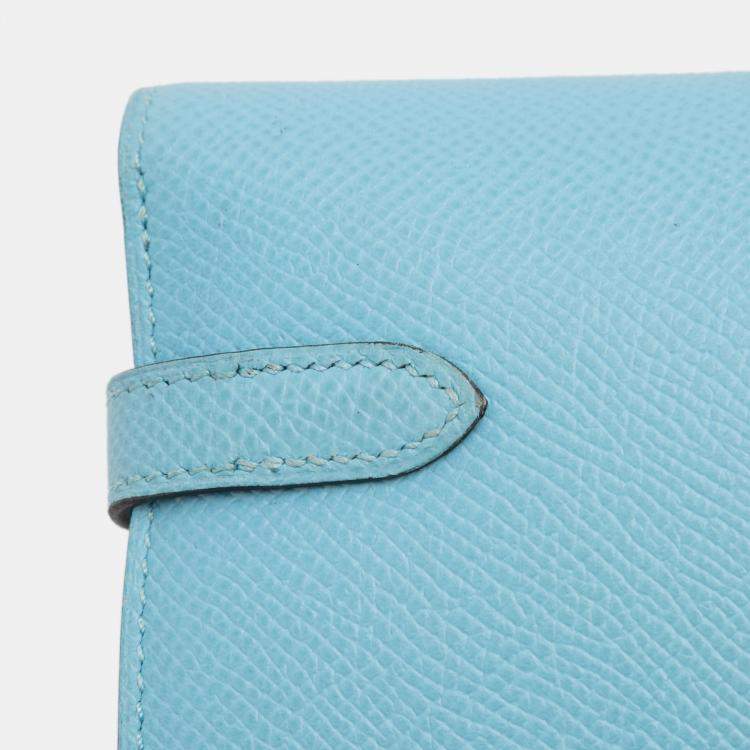 Pre Owned Hermes Bleu Atoll Epsom Kelly Longue Wallet