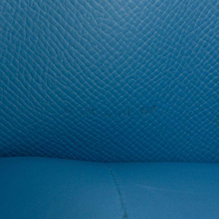 Pre Owned Hermes Bleu Atoll Epsom Kelly Longue Wallet