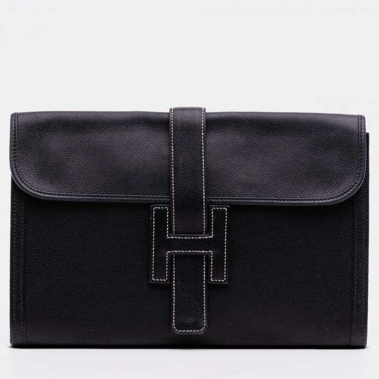 Pre Owned Hermes Black Evergrain Jige PM