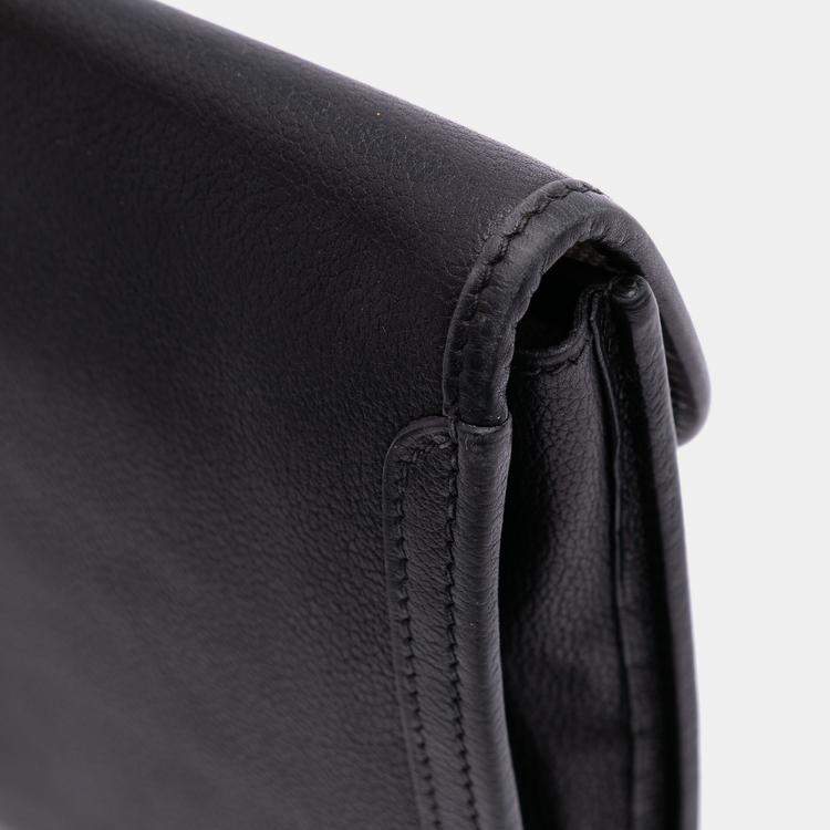 Pre Owned Hermes Black Evergrain Jige PM