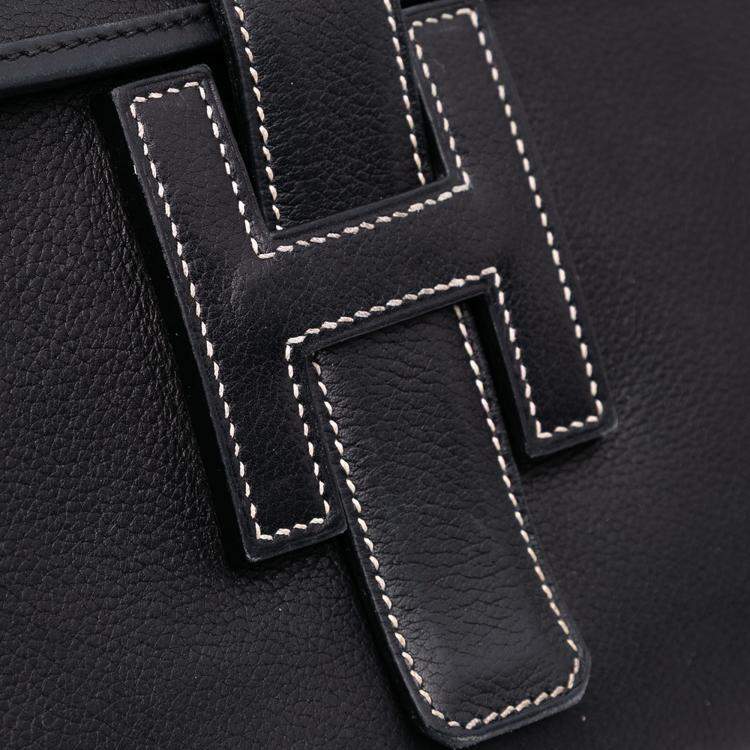 Pre Owned Hermes Black Evergrain Jige PM