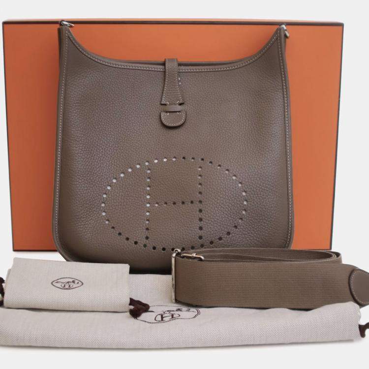 Pre Owned Hermes Brown Clemence Evelyne III PM